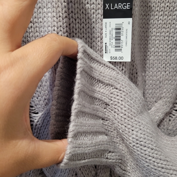Simply Vera Vera Wang Gray Cable Knit Sweater Size XL - Picture 9 of 13